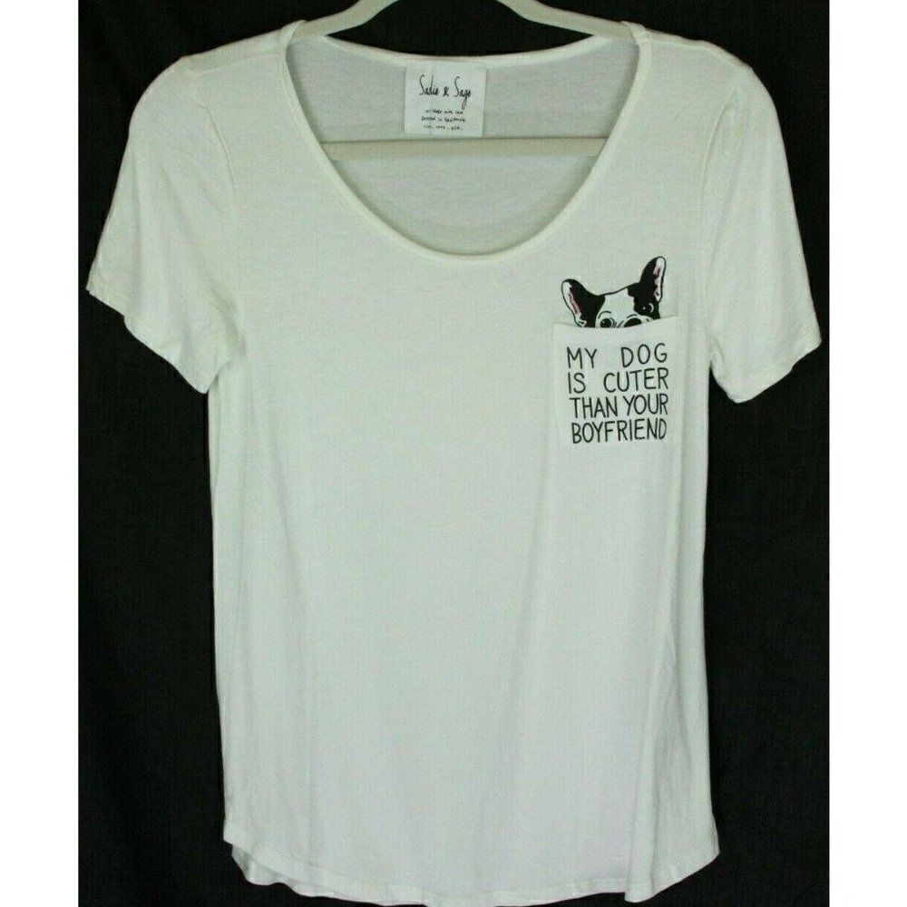Sadie & Sage Womens  Top Short Sleeves T-Shirt Dog S